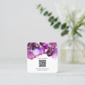 Carte De Visite Carré *~* Magenta QR CODE Yummy Gold Gilded AP29  (Debout devant)