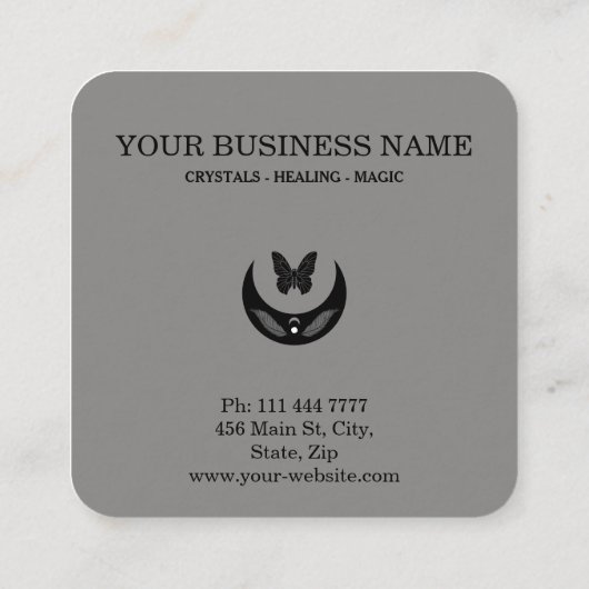 Carte De Visite Carré Magic Moon Feathers Moth Boho Universe (Dos)