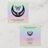 Carte De Visite Carré *~* Magic Moon Feathers Moth Boho Universe Rainbow (Devant / Derrière)