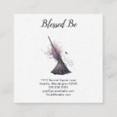 Carte De Visite Carré Magick Sorcière Broom Printemps fleurs (Dos)