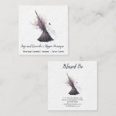 Carte De Visite Carré Magick Sorcière Broom Printemps fleurs (Devant / Derrière)