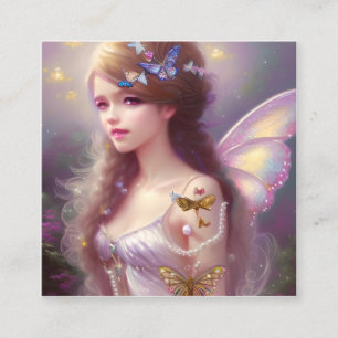 Carte De Visite Carré Magique incroyable Chibi Fairy Girl avec cheveux l
