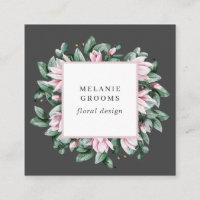Magnolia et Eucalyptus cadre floral rose