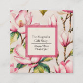 Carte De Visite Carré Magnolias rose modèle floral (Devant)