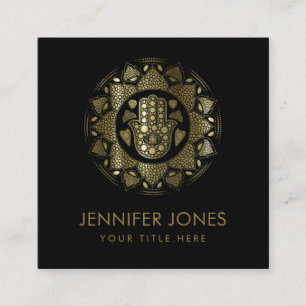 Carte De Visite Carré Main de Hamsa à Fatima à Lotus mandala