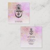 Carte De Visite Carré *~* Main de hamsa Fatima cratères de lune de pêche (Devant / Derrière)