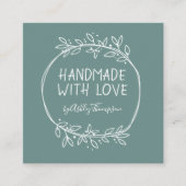 Carte De Visite Carré Main dessinée à la main avec l'amour Turquoise (Devant)