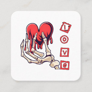 Carte De Visite Carré Main squelettique symbolique de l'amour offrant un