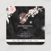 Carte De Visite Carré Maison de ménage rose étincelant or fleuri (Dos)