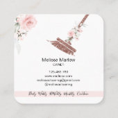 Carte De Visite Carré Maison de ménage rose étincelant or fleuri (Dos)