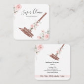 Carte De Visite Carré Maison de ménage rose étincelant or fleuri (Devant / Derrière)