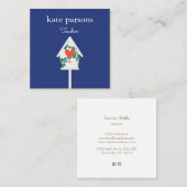 Carte De Visite Carré Maison d'oiseaux du Coeur mignon (Devant / Derrière)