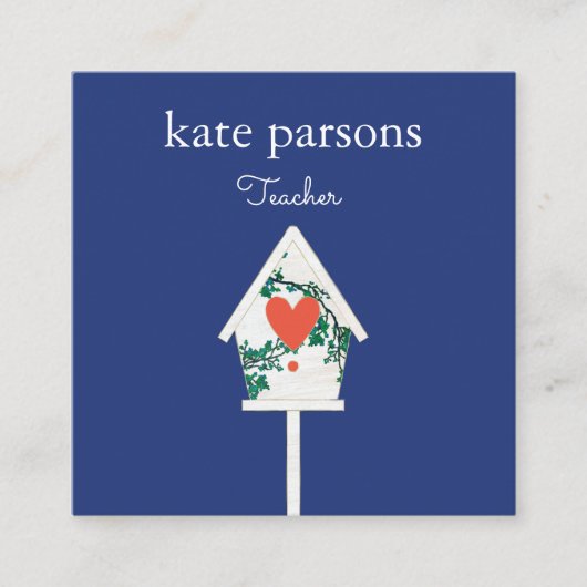 Carte De Visite Carré Maison d'oiseaux du Coeur mignon (Devant)