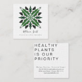 Carte De Visite Carré Maison Plante Feuille Botanique Spécialiste Botani (Devant / Derrière)