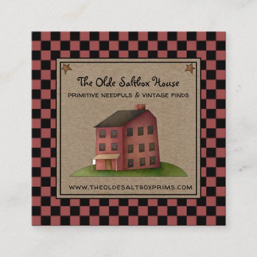 Carte De Visite Carré Maison rustique Primitive Pays Salon (Devant)