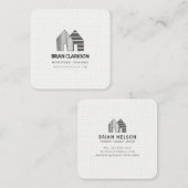 Carte De Visite Carré Maisons Construction Nettoyage Immobilier (Devant / Derrière)