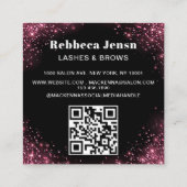 Carte De Visite Carré Makeup Artist Eyelash Lashes Pink Glitter script  (Dos)