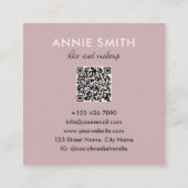 Carte De Visite Carré Makeup Marble Rose Gold Glitter Monogram QR (Dos)