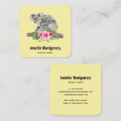 Carte De Visite Carré Maman & Bébé Koala Ours Aquarelle mignonne (Devant / Derrière)