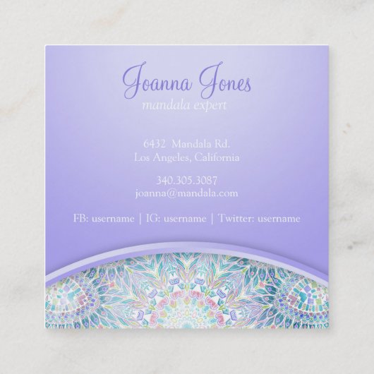 Carte De Visite Carré Mandala (Dos)