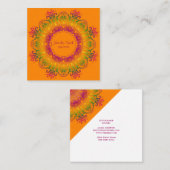 Carte De Visite Carré Mandala à fleurs ethniques.  (Devant / Derrière)