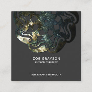 Carte De Visite Carré Mandala bio naturel sur gris foncé