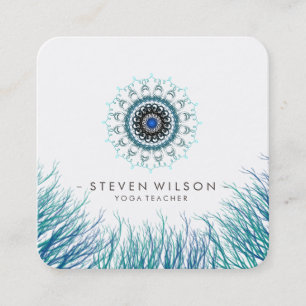 Carte De Visite Carré Mandala Damask Yoga Holistic Méditation Massage