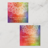 Carte De Visite Carré Mandala d'aquarelle d'instructeur de yoga (Devant / Derrière)