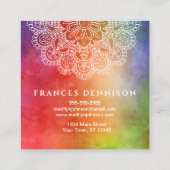 Carte De Visite Carré Mandala d'aquarelle d'instructeur de yoga (Dos)