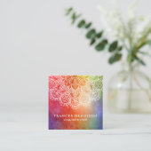 Carte De Visite Carré Mandala d'aquarelle d'instructeur de yoga (Debout devant)