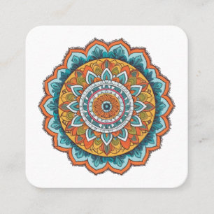 Carte De Visite Carré mandala de diverses couleurs
