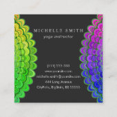 Carte De Visite Carré Mandala de fleur d'arc-en-ciel (Dos)