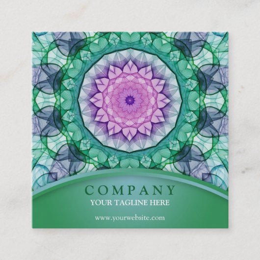 Carte De Visite Carré Mandala de nénuphar (Devant)