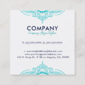 Carte De Visite Carré Mandala en cachemire turquoise et blanche (Dos)