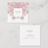Carte De Visite Carré Mandala floral de corail ethnique (Devant / Derrière)
