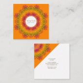 Carte De Visite Carré Mandala. floral ethnique (Devant / Derrière)