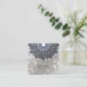 Carte De Visite Carré Mandala Lotus Fleur Yoga Instructeur Holistic (Debout devant)