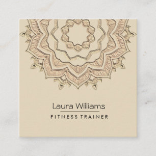Carte De Visite Carré Mandala Lotus Flower Gold Yoga Instructor Fitness