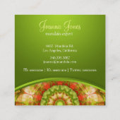 Carte De Visite Carré Mandala rouge et vert de pommes (Dos)