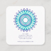 Carte De Visite Carré mandala turquoise ethnique. Texte (Dos)