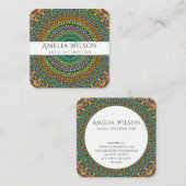 Carte De Visite Carré Mandala vif de jardin de jungle (Devant / Derrière)