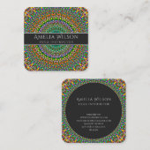 Carte De Visite Carré Mandala vif de jardin de jungle (Devant / Derrière)