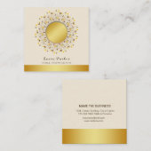 Carte De Visite Carré Mandala Yoga Instructor Classic Lotus Floral Gold (Devant / Derrière)