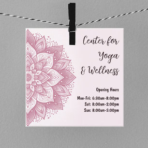 Carte De Visite Carré Mandala Yoga Studio Girly Rose Blush Pastel Couleu