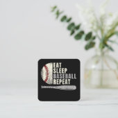 Carte De Visite Carré Mangez Sleep Baseball Répéter Funny Baseball Playe (Debout devant)