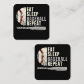 Carte De Visite Carré Mangez Sleep Baseball Répéter Funny Baseball Playe (Devant / Derrière)