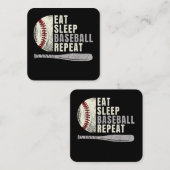 Carte De Visite Carré Mangez Sleep Baseball Répéter Funny Baseball Playe (Devant / Derrière)