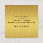 Carte De Visite Carré Manicuriste Nail Salon Gold Foil Coeur Script (Dos)