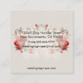 Carte De Visite Carré Manipulateur De Chien De Mariage Élégant Avec Fleu (Dos)