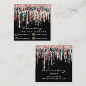 Carte De Visite Carré Manucure Clou Artiste Parties scintillant Dérive R (Devant / Derrière)